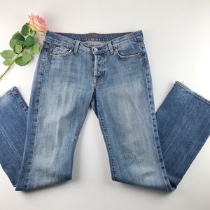 7FAM Button Fly 'Boy Cut' Bootcut Jeans w30